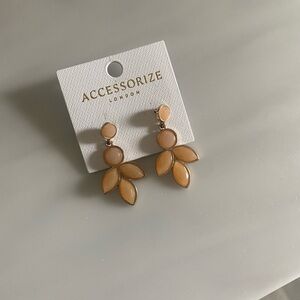 Accessorize Gold and Cream Leaf Earrings